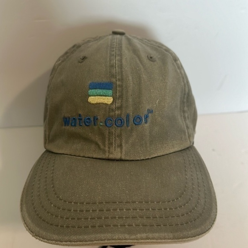Watercolor beach Twill dad Hat in faded Tan